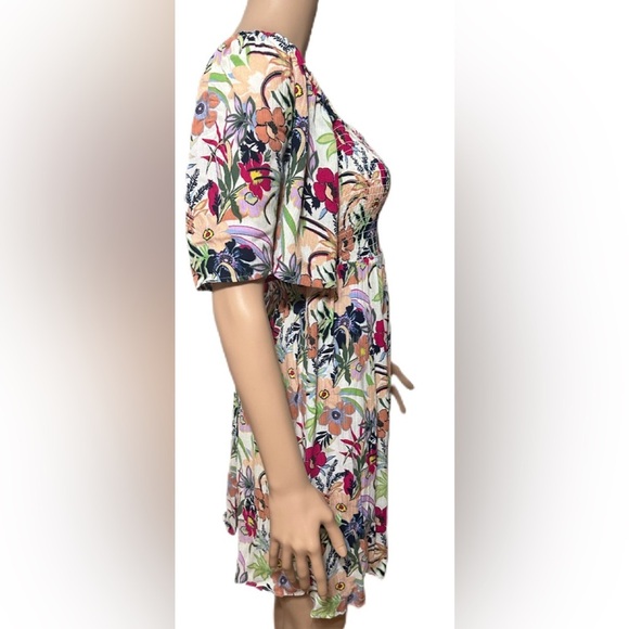 Roxy Dress Size S Floral Smocked Backless Mini Boho Festival Beach Viscose 11/3 - Picture 5 of 10